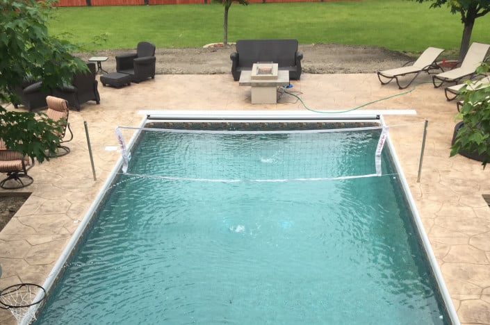 pool with volleyball.