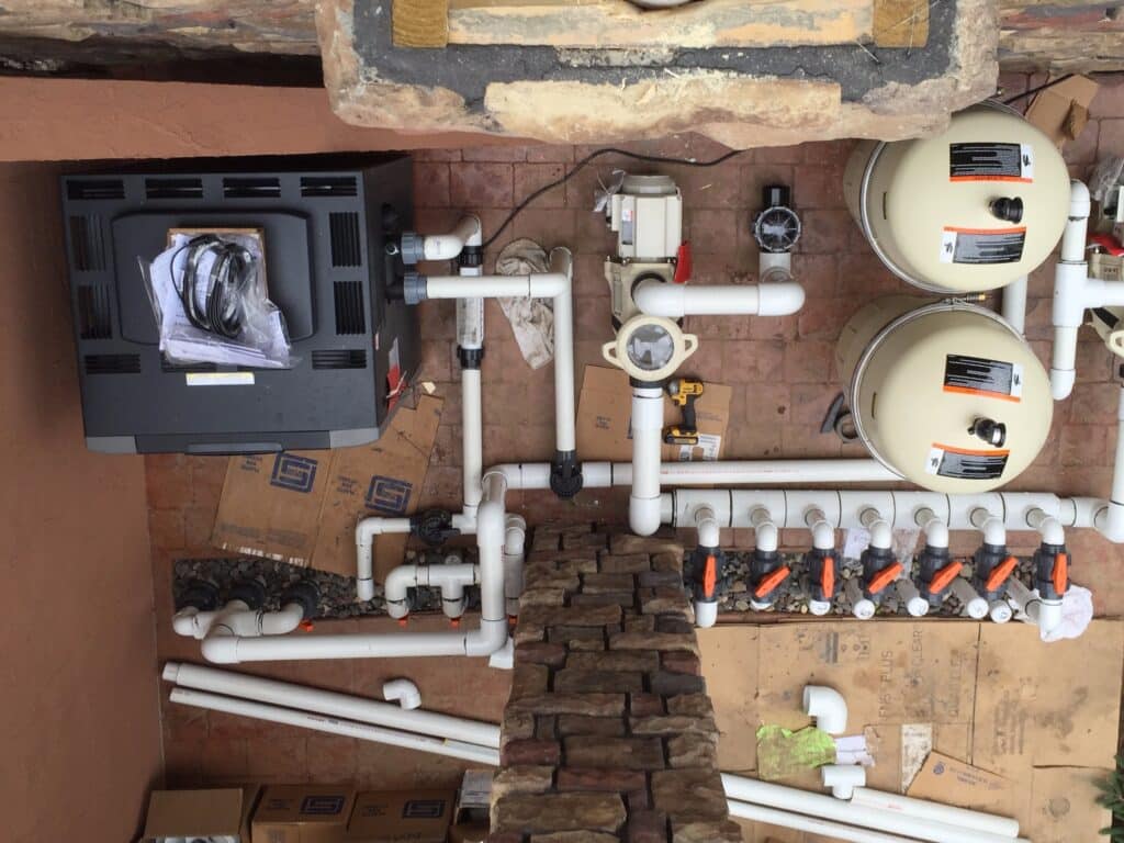 top view of pool equipment pad.